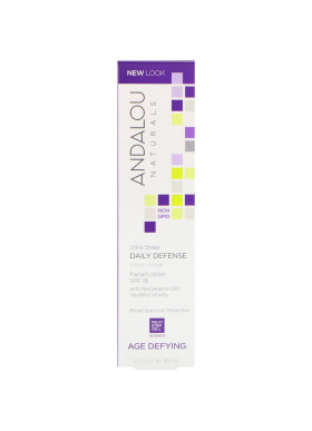 Andalou Naturals, Facial Lotion, Ultra Sheer Daily Defense, SPF 18, Age Defying, 2.7 fl oz (80 ml)