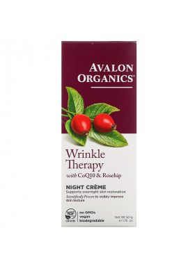 Avalon Organics, Wrinkle Therapy, With CoQ10 & Rosehip, Night Creme, 1.75 oz (50 g)
