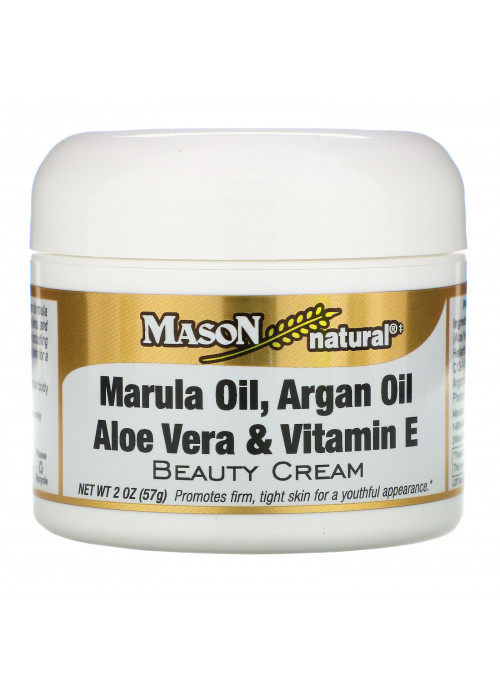 Mason Natural, Marula Oil, Argan Oil,  Aloe Vera & Vitamin E Beauty Cream, 2 oz (57 g)