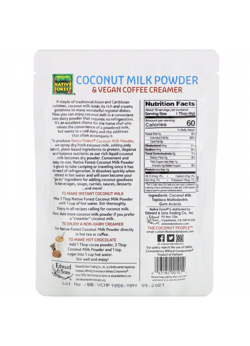 Edward & Sons, Coconut Milk Powder, 5.25 oz (150 g)