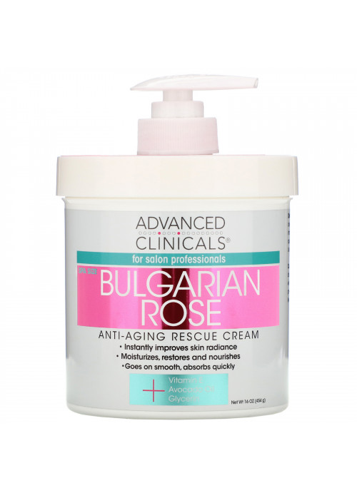 Advanced Clinicals, Anti-Aging Rescue Cream, Bulgarian Rose, 16 oz (454 g)