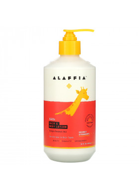 Alaffia, Kids, Hair & Body Lotion, Coconut Strawberry, 16 fl oz (476 ml)