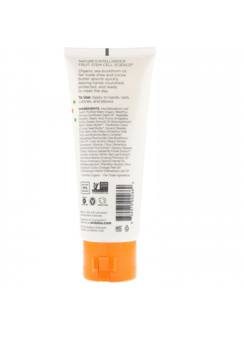 Andalou Naturals, A Path of Light, Shea Butter + Cocoa Butter Hand Cream, Clementine, 3.4 fl oz (100 ml)