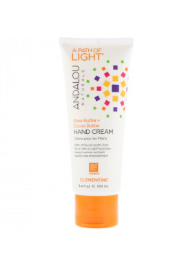 Andalou Naturals, A Path of Light, Shea Butter + Cocoa Butter Hand Cream, Clementine, 3.4 fl oz (100 ml)