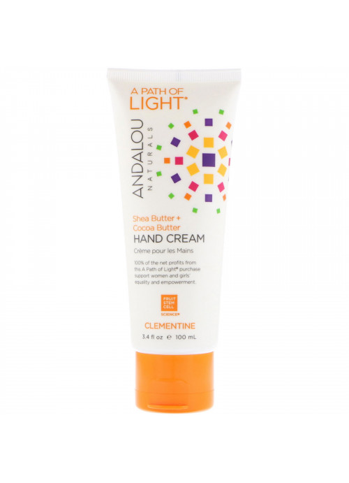 Andalou Naturals, A Path of Light, Shea Butter + Cocoa Butter Hand Cream, Clementine, 3.4 fl oz (100 ml)