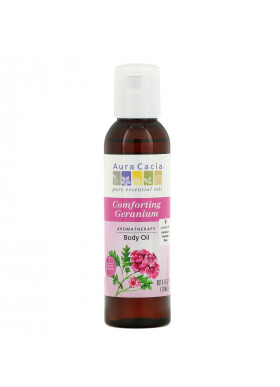 Aura Cacia, Aromatherapy Body Oil, Comforting Geranium, 4 fl oz (118 ml)