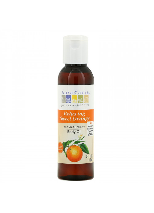 Aura Cacia, Aromatherapy Body Oil, Relaxing Sweet Orange, 4 fl oz (118 ml)