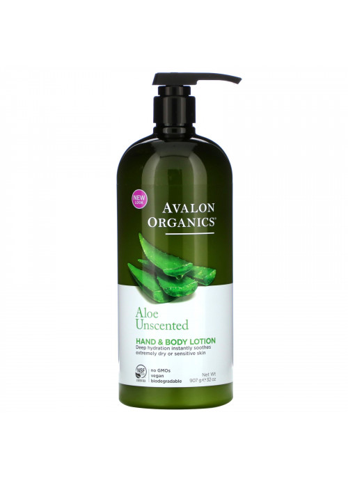 Avalon Organics, Hand & Body Lotion, Aloe Unscented, 32 oz (907 g)