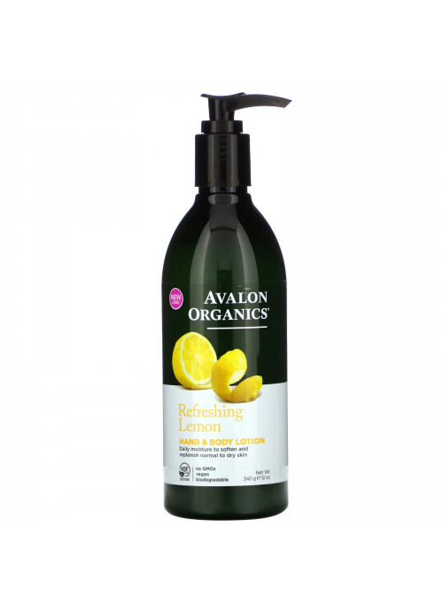Avalon Organics, Hand & Body Lotion, Refreshing Lemon, 12 oz (340 g)