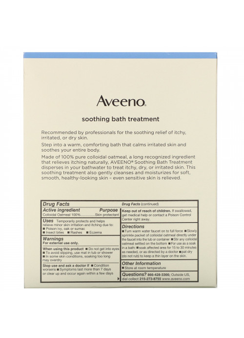 Aveeno, Active Naturals, Soothing Bath Treatment, Fragrance Free, 8 Single Use Bath Packets ,1.5 oz (42 g) Each.