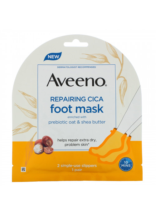 Aveeno, Repairing Cica Foot Mask, 2 Single-Use Slippers