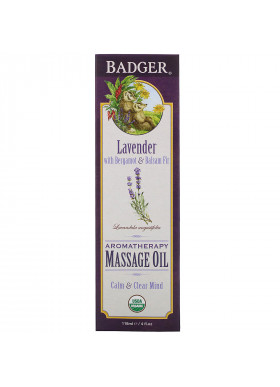 Badger Company, Aromatherapy Massage Oil, Lavender with Bergamot & Balsam Fir, 4 fl oz (118 ml)