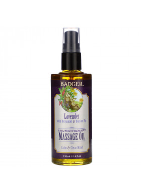 Badger Company, Aromatherapy Massage Oil, Lavender with Bergamot & Balsam Fir, 4 fl oz (118 ml)