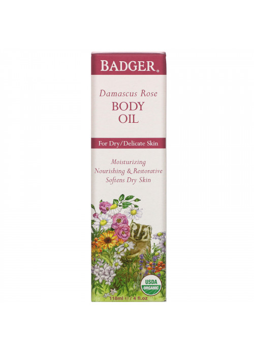 Badger Company, Damascus Rose Body Oil, 4 fl oz (118 ml)