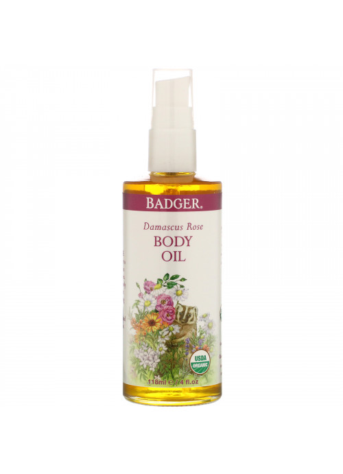 Badger Company, Damascus Rose Body Oil, 4 fl oz (118 ml)