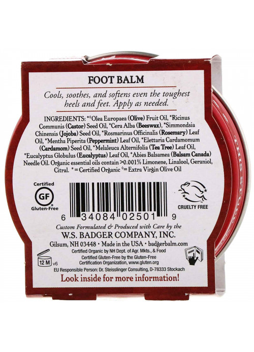 Badger Company, Foot Balm, Peppermint & Tea Tree, 2 oz (56 g)