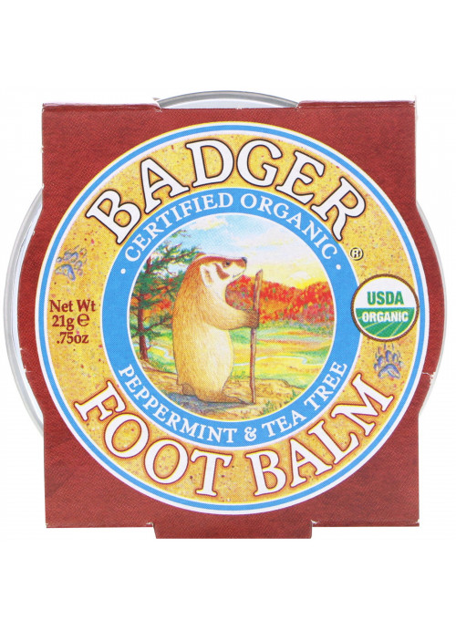 Badger Company, Organic, Foot Balm, Peppermint & Tea Tree, .75 oz (21 g)