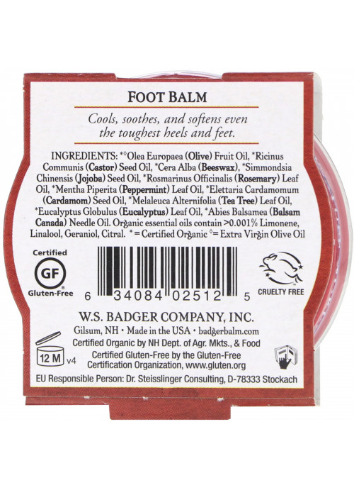 Badger Company, Organic, Foot Balm, Peppermint & Tea Tree, .75 oz (21 g)