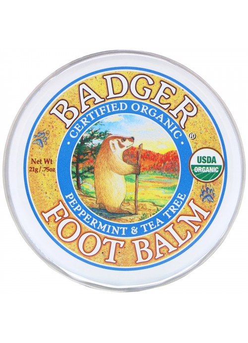 Badger Company, Organic, Foot Balm, Peppermint & Tea Tree, .75 oz (21 g)