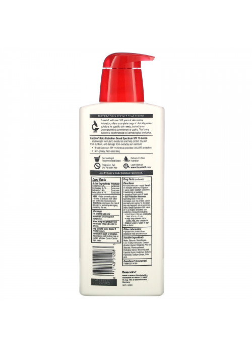Eucerin, Daily Hydration Lotion, SPF 15, Fragrance Free, 16.9 fl oz (500 ml)