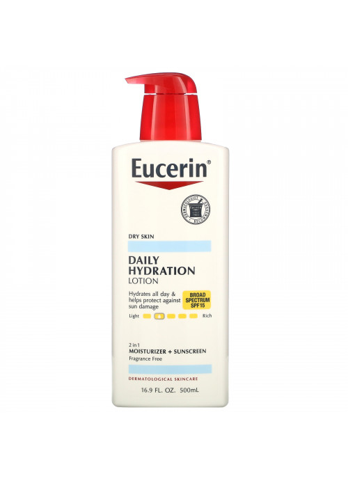 Eucerin, Daily Hydration Lotion, SPF 15, Fragrance Free, 16.9 fl oz (500 ml)