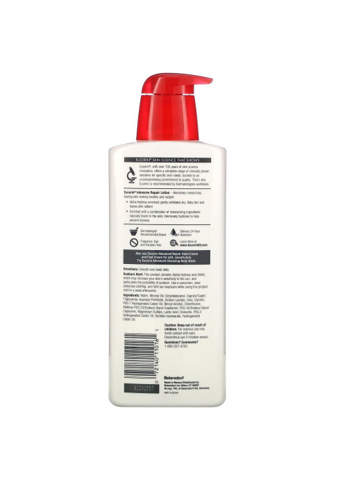 Eucerin, Intensive Repair Lotion, Fragrance Free, 16.9 fl oz (500 ml)