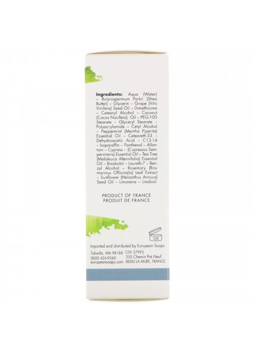 European Soaps, Pre De Provence, Shea Butter Foot Cream, Peppermint, 2.5 fl oz (75 ml)