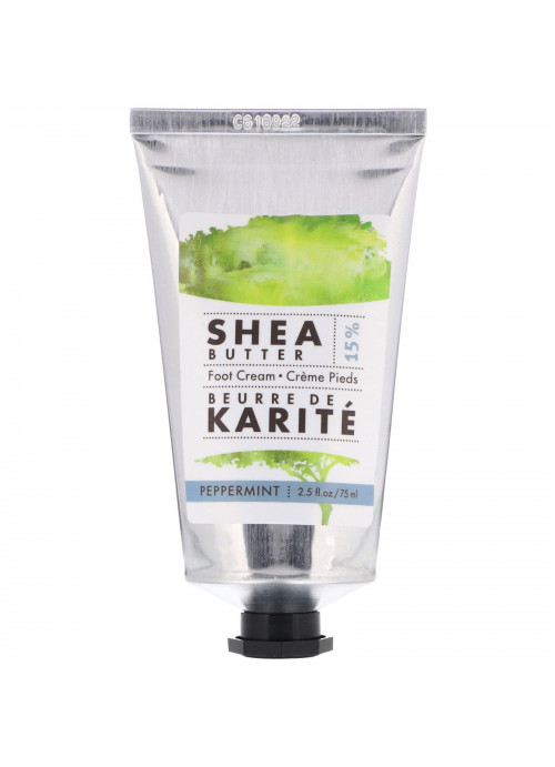European Soaps, Pre De Provence, Shea Butter Foot Cream, Peppermint, 2.5 fl oz (75 ml)