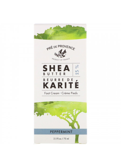 European Soaps, Pre De Provence, Shea Butter Foot Cream, Peppermint, 2.5 fl oz (75 ml)