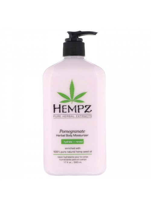 Hempz, Pomegranate Herbal Body Moisturizer, Hydrate + Renew, 17 fl oz (500 ml)