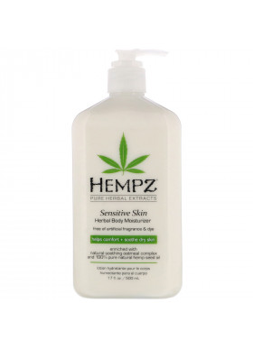 Hempz, Sensitive Skin Herbal Body Moisturizer, Helps Comfort + Soothe Dry Skin, 17 fl oz (500 ml)