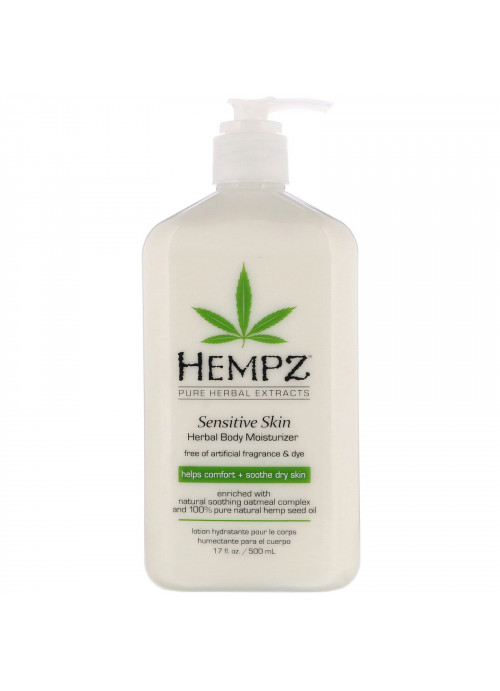 Hempz, Sensitive Skin Herbal Body Moisturizer, Helps Comfort + Soothe Dry Skin, 17 fl oz (500 ml)