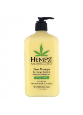 Hempz, Sweet Pineapple & Honey Melon Herbal Body Moisturizer, Hydrate + Refresh, 17 fl oz (500 ml)