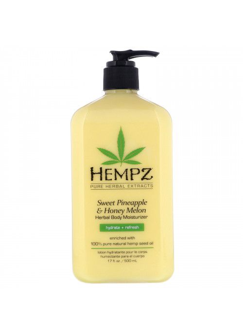 Hempz, Sweet Pineapple & Honey Melon Herbal Body Moisturizer, Hydrate + Refresh, 17 fl oz (500 ml)