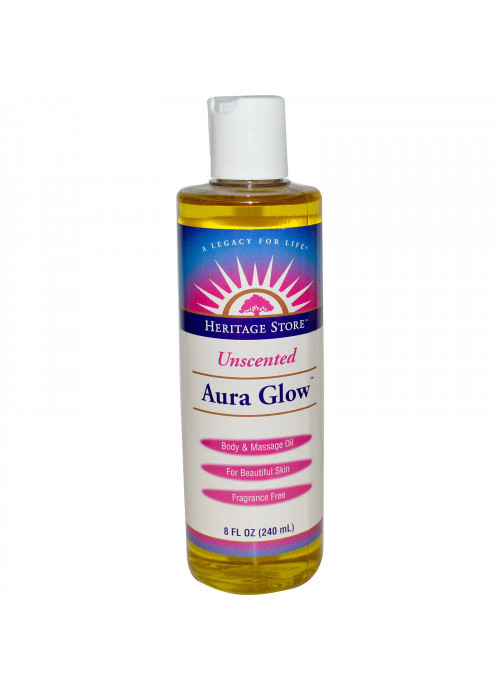 Heritage Store, Aura Glow, Body & Massage Oil, Unscented, 8 fl oz (240 ml)