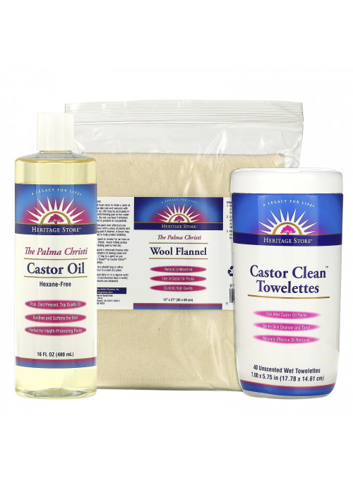Heritage Store, The Palma Christi Castor Oil Pack Kit, 4 Piece Kit