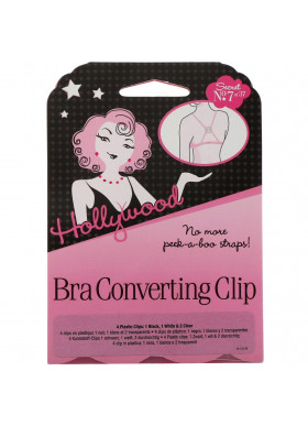 Hollywood Fashion Secrets, Bra Converting Clip, 4 Plastic Clips: 1 Black, 1 White & 2 Clear