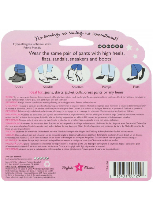 Hollywood Fashion Secrets, Temporary Hem Tape, 18 Fabric-Friendly Adhesive Strips