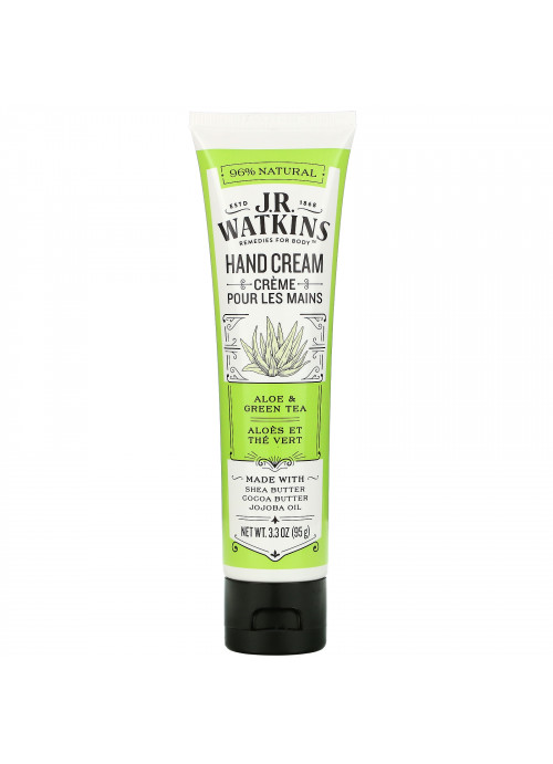 J R Watkins, Hand Cream, Aloe & Green Tea, 3.3 oz (95 g)