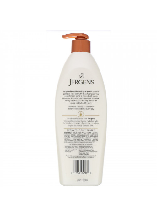 Jergens, Deep Restoring Argan Moisturizer, Oil-Infused, 16.8 fl oz (496 ml)