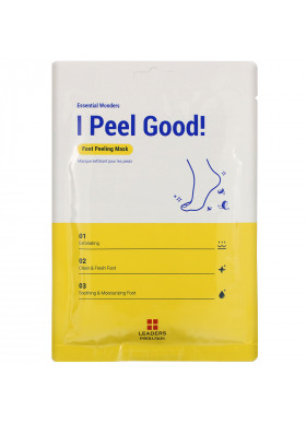 Leaders, Essential Wonders, I Peel Good! Foot Peeling Mask, 2 Socks, 1.35 fl oz (40 ml)