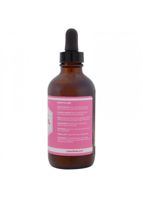 Leven Rose, 100% Pure & Organic Emu Oil, 4 fl oz (118 ml)