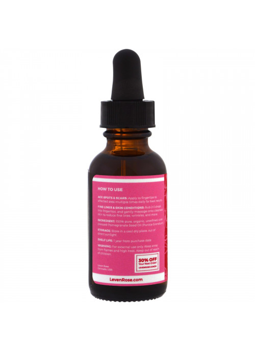 Leven Rose, 100% Pure & Organic Pomegranate Seed Oil, 1 fl oz (30 ml)