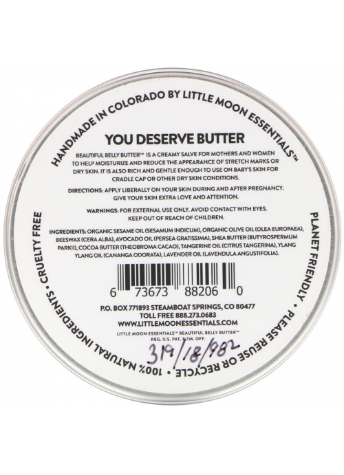 Little Moon Essentials, Beautiful Belly Butter, Skin Conditioning Salve, 3 oz (85.05 g)