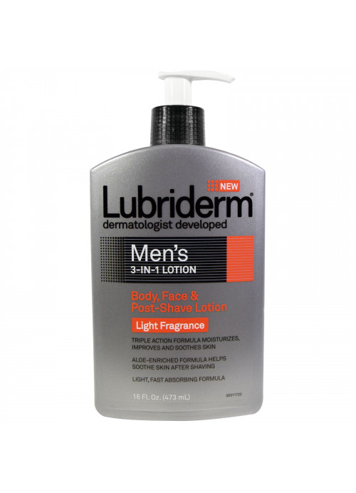 Lubriderm, Men's 3-In-1 Lotion, Body, Face & Post-Shave Lotion, 16 fl oz (473 ml)