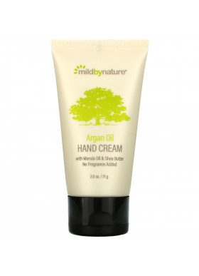 Mild By Nature, Argan Oil Hand Cream with Marula Oil & Shea Butter, Unscented, 2.5 oz (71 g)