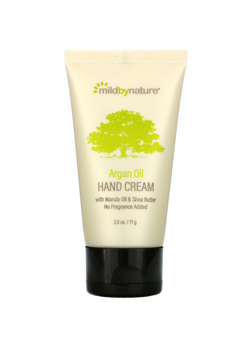 Mild By Nature, Argan Oil Hand Cream with Marula Oil & Shea Butter, Unscented, 2.5 oz (71 g)