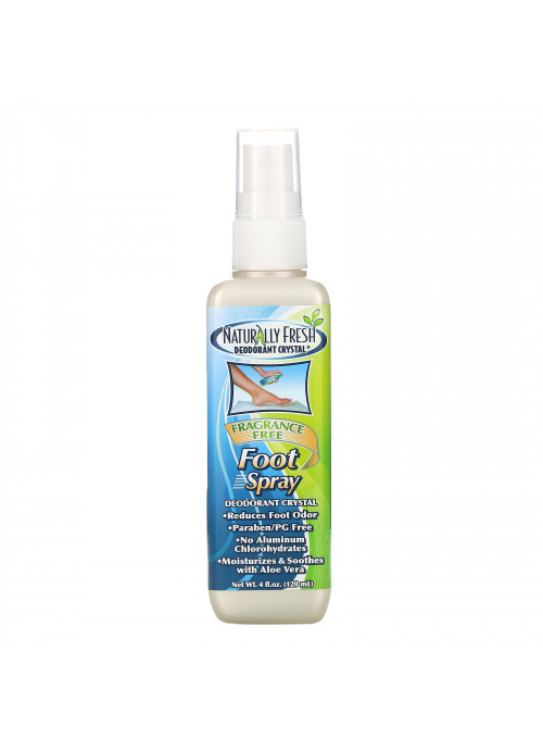 Naturally Fresh, Foot Spray, Deodorant Crystal, Fragrance Free, 4 fl oz (120 ml)