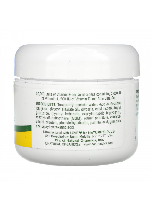 Nature's Plus, Vitamin E Cream, 30,000 IU, 2.2 oz (63 g)