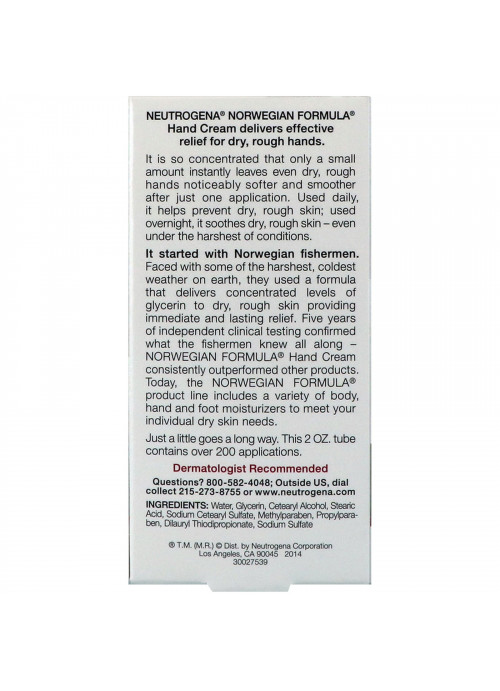 Neutrogena, Hand Cream, Fragrance Free, 2 oz (56 g)